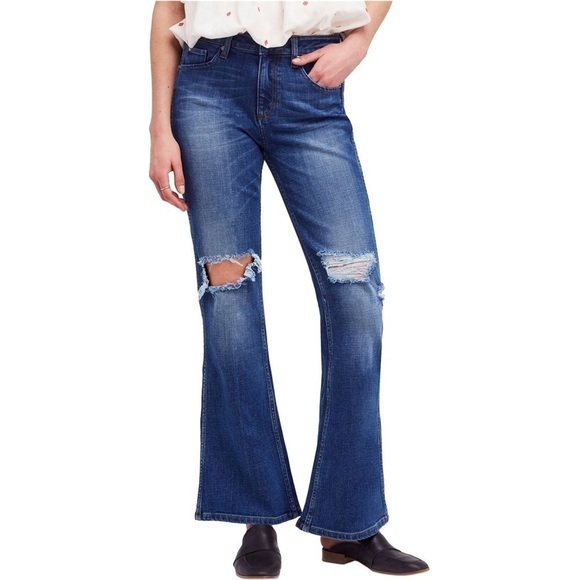 Free People Destroyed Flare Jeans - Picture 1 of 10